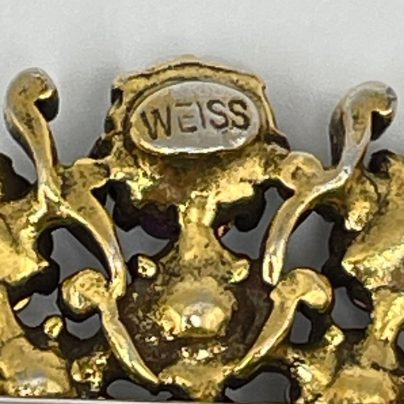 Weiss Signed Vintage Blue AB Rhinestone Peacock Pin Brooch Rare - Picture 7 of 11